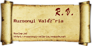 Ruzsonyi Valéria névjegykártya